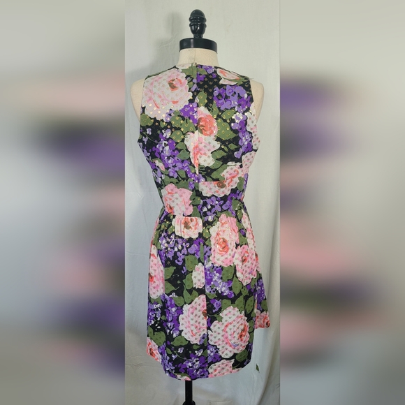 Vintage 70s California Sleeveless Spring Floral and Gold Lurex Maxi Dress S - Picture 4 of 10